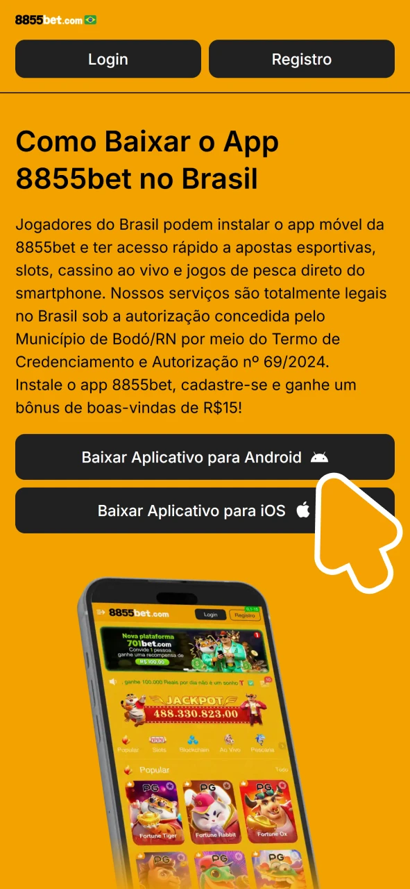 Baixe o aplicativo 8855bet para Android clicando neste botão.