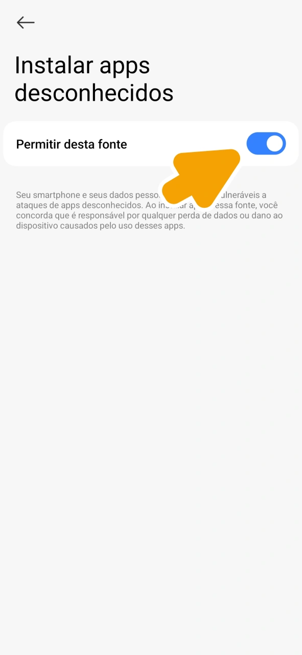 Ative esta opção nas configurações do seu Android para obter o aplicativo 8855bet.
